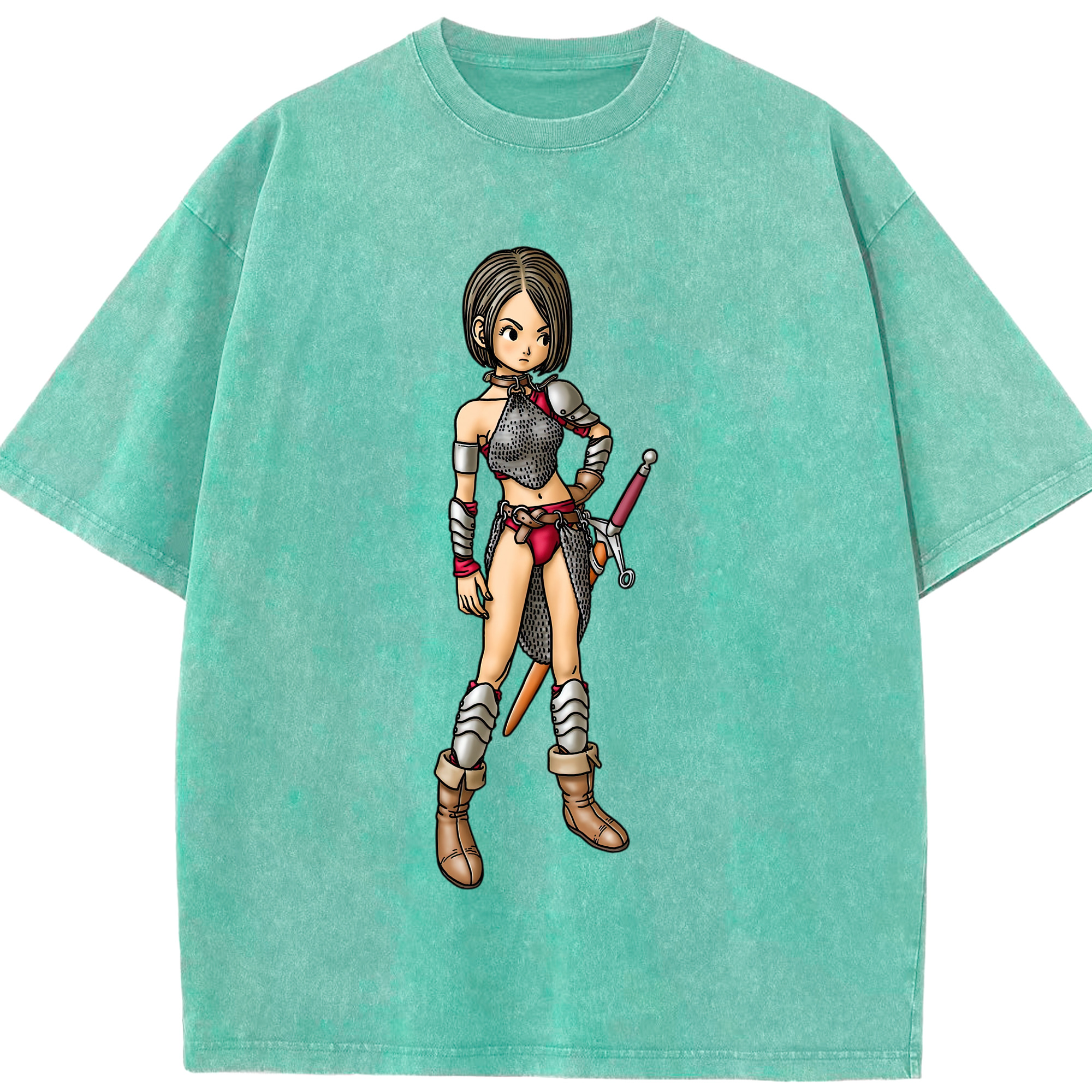 （画像用） ドラゴンクエスト Doragon Kuesuto Dragon Quest 綿100% ヴィンテージ風 半袖Tシャツ（フロントプリント）